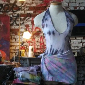 Black and white Bodysuit by HIGH×DYE CLOTHING CO.